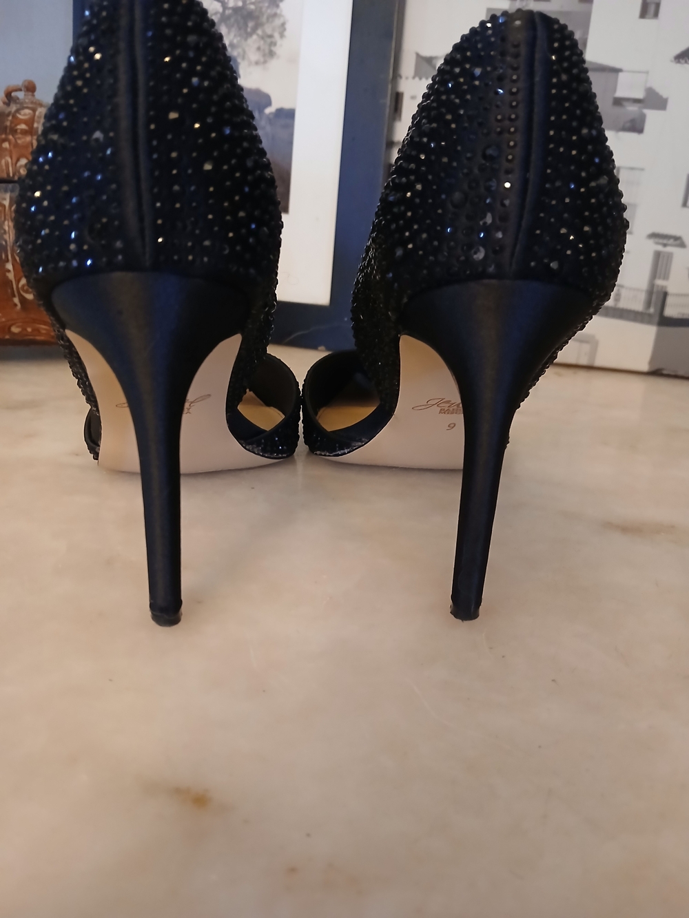 Jewel By Badgley Mischka Black Crystal-Embellished Women’s Pointed-Toe Heels - Picture 4 of 6